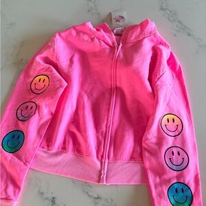 Cheerful Pink Kids Hoodie with Smiley Faces